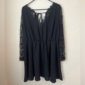 SHEIN Curve 3XL Black Lace Babydoll Dress Boho Romantic Plus Size Mini